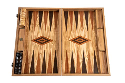 Backgammon Olivenholz große Holzkassette - Intarsien - Handarbeit von Holz-Leute