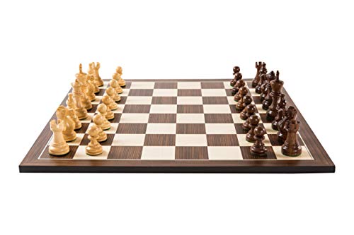 Holz-Leute Schachset Cassia Exquisit - Schachbrett & Schachfiguren gewichtet - Feld 50 - Intarsie von Holz-Leute
