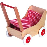 Holz-Puppenwagen karo rot / weiß, ca. 50 cm von Holz-Wenzel