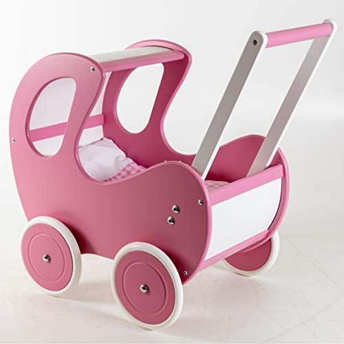 HolzFee Lauflernwagen Puppenwagen Holz Farbauswahl (Rosa) von Holzfee
