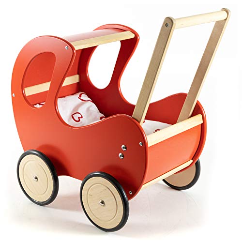 HolzFee Lauflernwagen Puppenwagen Holz Farbauswahl (Rot) von Holzfee