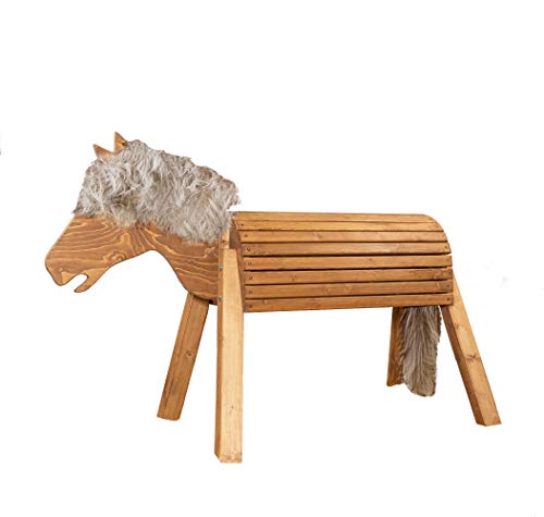 Holzpferd - Smilla kreative Reitstunden - hilft bei der Motorik - Handgefertigt in Deutschland - Kastanien Lasur - melierte Mähne - 80cm Sitzhöhe von Holzpferd