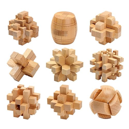 Holzsammlung 3D Denksport-Puzzle aus Holz, 9 Stück Klassisch Holzspielzeug Knobelspiel Geduldspiel Intelligenz Pädagigisches Gehirntraining Spielzeug Logikspiel für Kinder und Erwachsene#C Holzsammlung 3D Denksport-Puzzle aus Holz, 9 Stück Klassisch Holzspielzeug Knobelspiel Geduldspiel Intelligenz Pädagigisches Gehirntraining Spielzeug Logikspiel für Kinder und Erwachsene#C von Holzsammlung