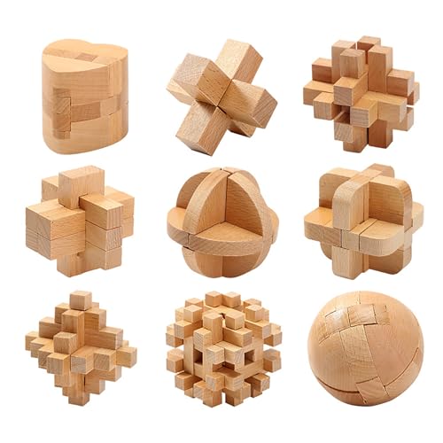 Holzsammlung 3D Denksport-Puzzle aus Holz, 9 Stück Klassisch Holzspielzeug Knobelspiel Geduldspiel Intelligenz Pädagigisches Gehirntraining Spielzeug Logikspiel für Kinder und Erwachsene#D Holzsammlung 3D Denksport-Puzzle aus Holz, 9 Stück Klassisch Holzspielzeug Knobelspiel Geduldspiel Intelligenz Pädagigisches Gehirntraining Spielzeug Logikspiel für Kinder und Erwachsene#D von Holzsammlung