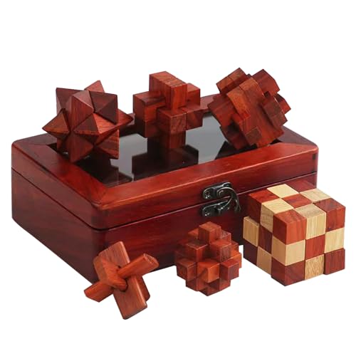 Holzsammlung 6 Stück 3D Puzzle Brainteaser, Holz Denksport Logisches Spielzeug, Holzspiele Knobelspiele Geduldspiel IQ Test Puzzle Set, Logikspiele Holzpuzzle Denkspiel für Erwachsene und Kinder Holzsammlung 6 Stück 3D Puzzle Brainteaser, Holz Denksport Logisches Spielzeug, Holzspiele Knobelspiele Geduldspiel IQ Test Puzzle Set, Logikspiele Holzpuzzle Denkspiel für Erwachsene und Kinder von Holzsammlung