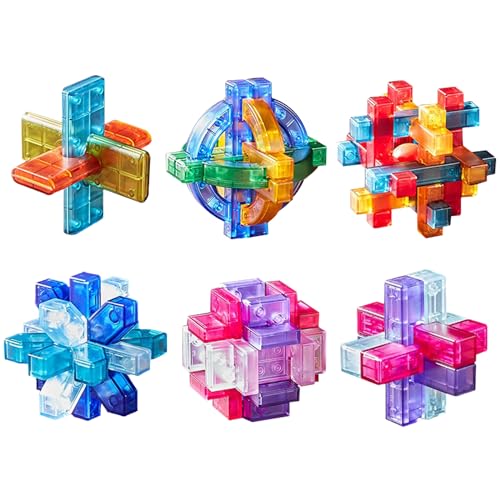Holzsammlung 6 Stück 3D Puzzle Brainteaser, Plastik Denksport Logisches Spielzeug, Plastikspiele Knobelspiele Geduldspiel IQ Test Puzzle Set, Logikspiele Puzzles Denkspiel für Erwachsene, Kinder von Holzsammlung