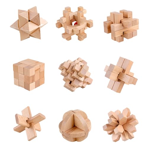Holzsammlung 9 Stück 3D Puzzle Brainteaser, Holz Denksport Logisches Spielzeug, Holzspiele Knobelspiele Geduldspiel IQ Test Puzzle Set, Logikspiele Holzpuzzle Denkspiel für Erwachsene und Kinder Holzsammlung 9 Stück 3D Puzzle Brainteaser, Holz Denksport Logisches Spielzeug, Holzspiele Knobelspiele Geduldspiel IQ Test Puzzle Set, Logikspiele Holzpuzzle Denkspiel für Erwachsene und Kinder von Holzsammlung