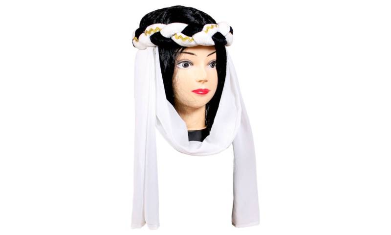 Burgfräuleinband geflochten, schwarz/weiß - Kopfschmuck für die kleine Burgdame von Holzspielerei