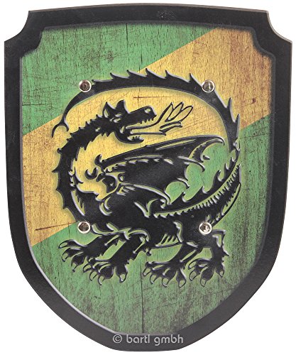 Holzspielerei Wappenschild Drache grün von Holzspielerei