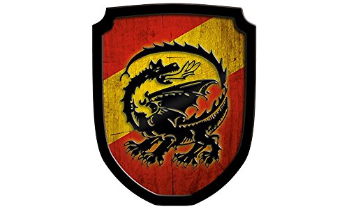 Holzspielerei Wappenschild Drache rot von Holzspielerei