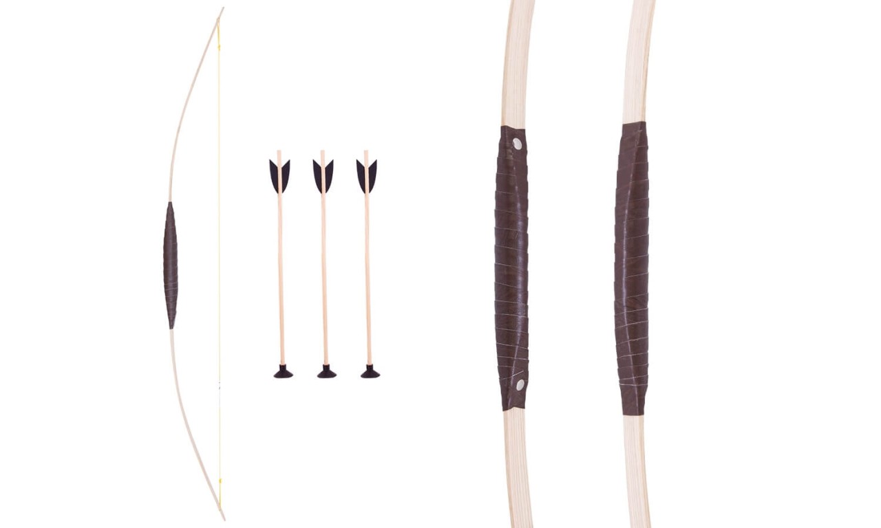 Kinderbogen 100 cm, mit 3 Pfeilen (Saugnapf) von Holzspielerei