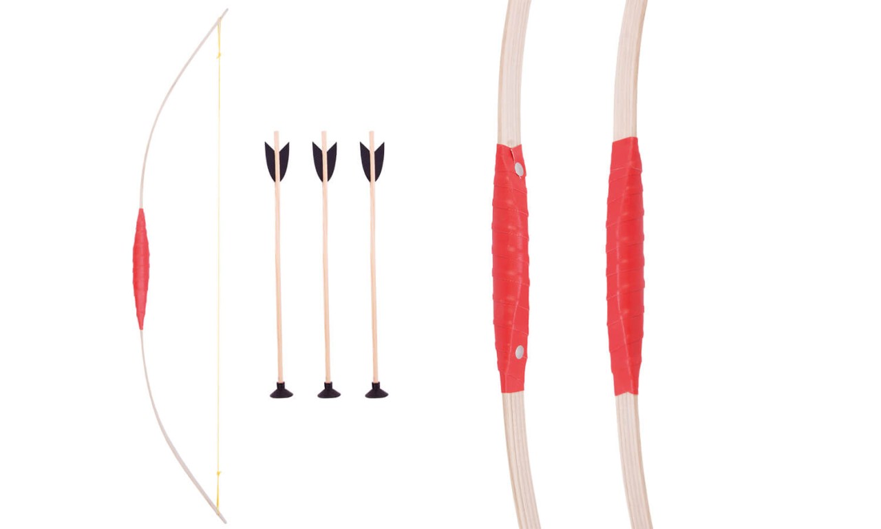 Kinderbogen 80 cm, mit 3 Pfeilen mit Saugnapf Kinderbogen 80 cm, mit 3 Pfeilen mit Saugnapf von Holzspielerei