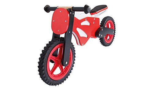 Lernlaufrad aus Holz - 12 Zoll, ab 3 Jahren - Holzspielerei Superbike, Kinderlaufrad, Laufrad Kinderrad Fahrrad (rot) von Holzspielerei
