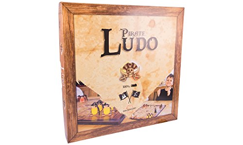 Piraten Ludo aus Holz, großes Brettspiel mit 40x40cm, für 2-4 Personen, Würfelspiel für Kinder und Erwachsene von Holzspielerei
