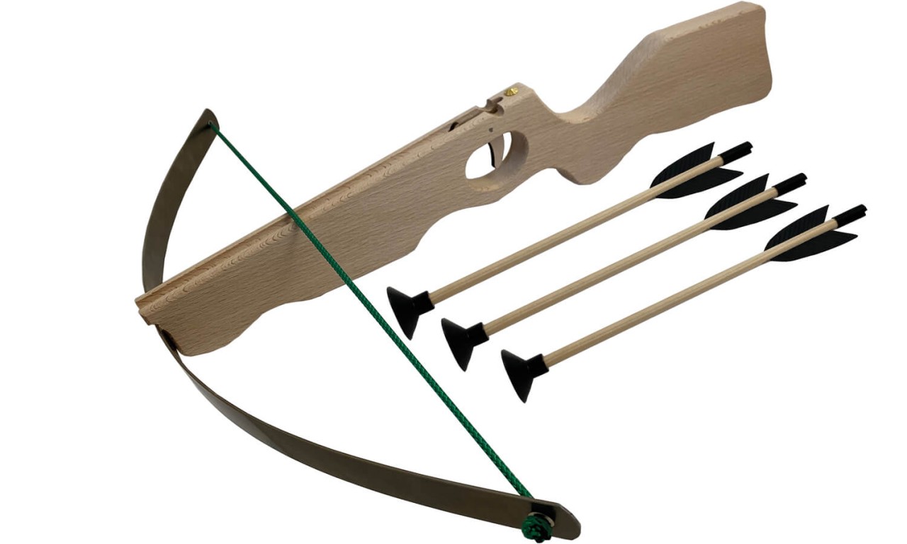 Armbrust groß, 54 cm, inkl. 3 Bolzen mit Saugnapf von Holzspielerei