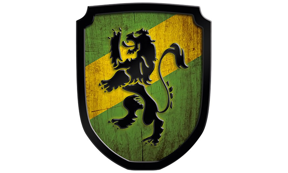 Wappenschild Löwe, grün von Holzspielerei