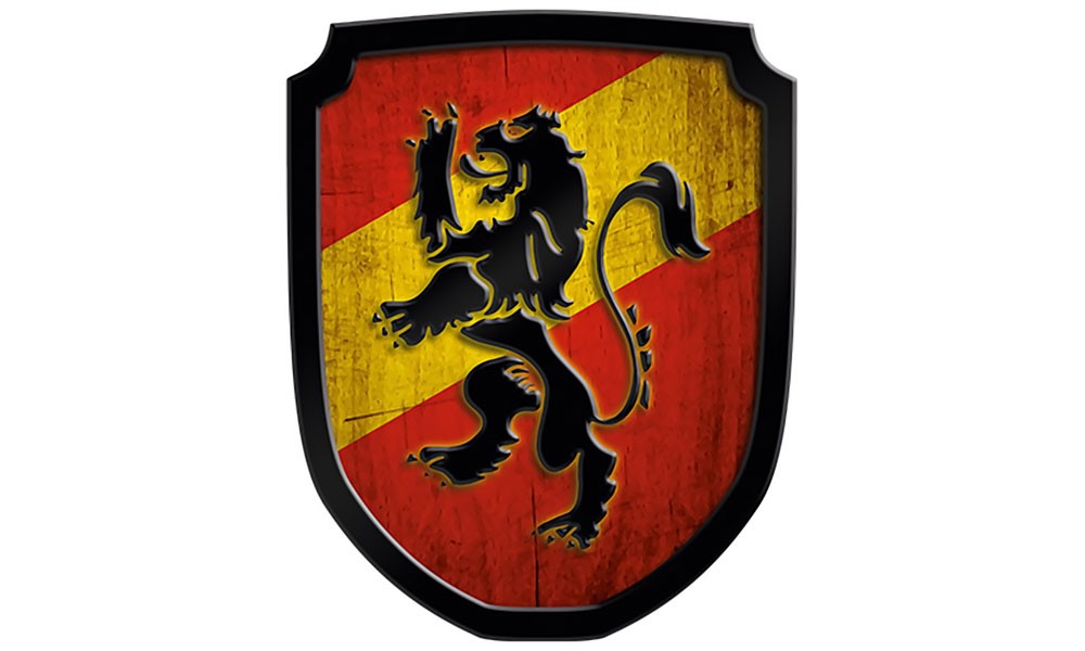 Wappenschild Löwe, rot von Holzspielerei
