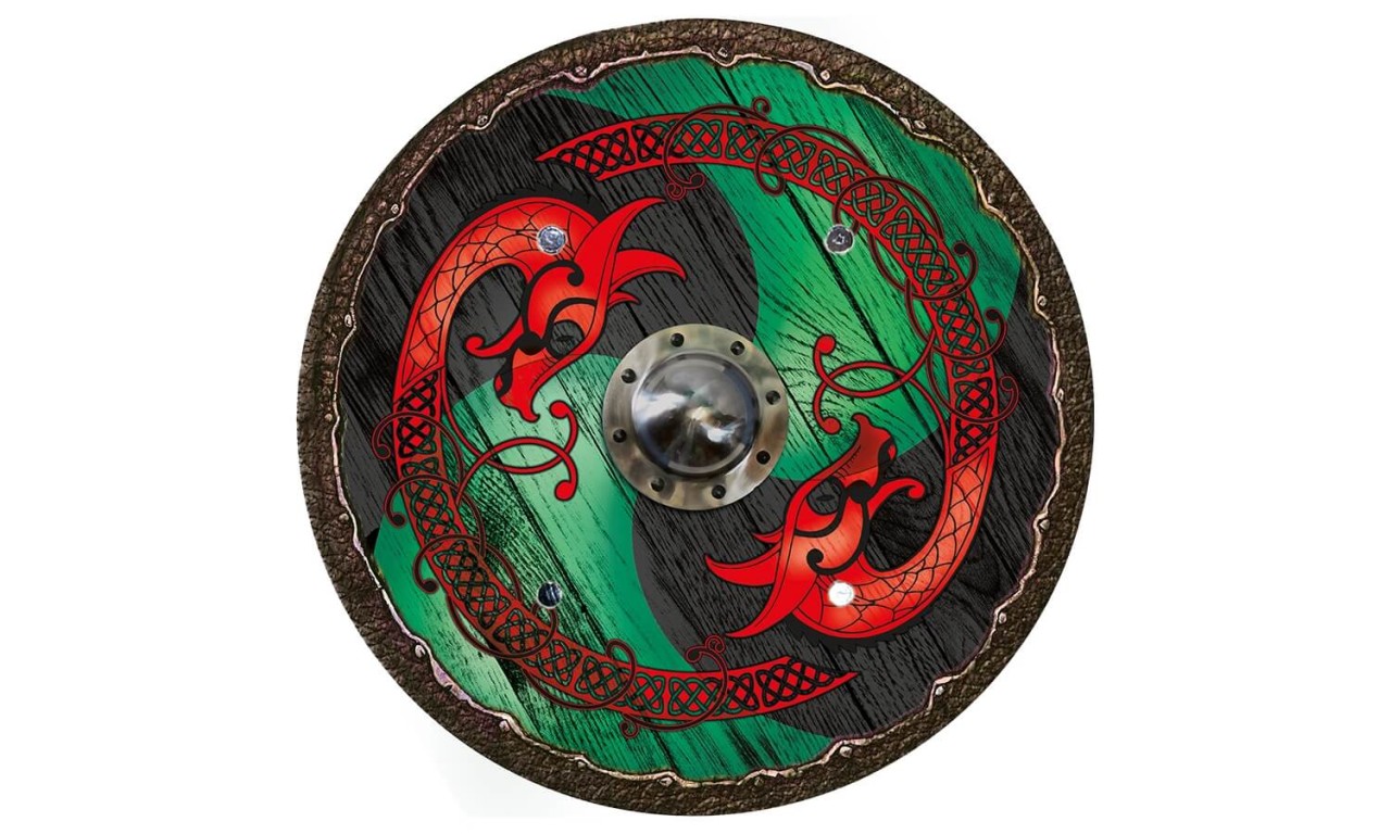 Wikingerschild Drache grün-schwarz von Holzspielerei