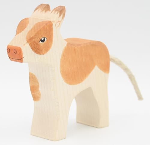 Holzspielwaren Ackermann Kälbchen aus Holz (Kopf hoch) – Bauernhof Holzspielzeug, aus Schwäbischer Handarbeit (100% ökologisch) von Holzspielwaren Ackermann