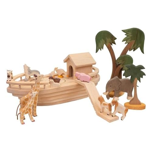 Holzspielzeug Peitz Große Arche Noah | Piratenschiff | mit Haus und Treppe | 4020 von Holzspielzeug Peitz