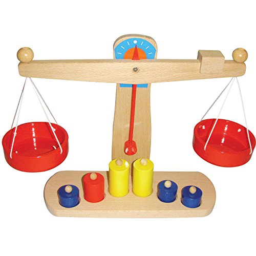 Holzspielzeug Peitz Waage für Kaufladen | aus Holz | Balkenwaage Farben erkennen | Gewichte einschätzen lernen | Lernspielzeug | Kaufladen-Zubehör |2257 von Holzspielzeug Peitz