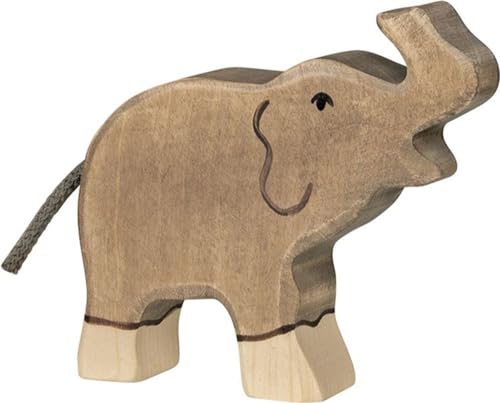 Holztiger Elefant, klein, Rüssel hoch, 80150 von goki