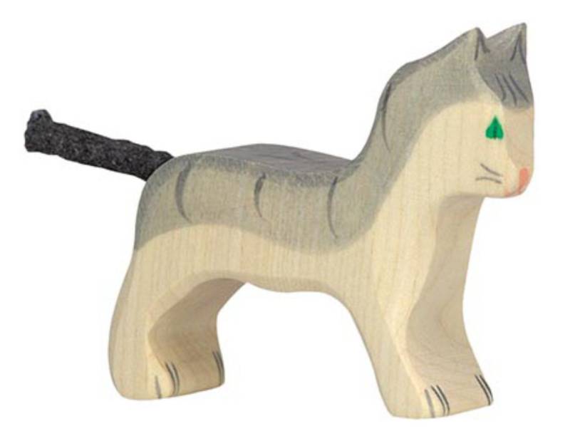 Holztiger Katze, klein, grau - von Holztiger