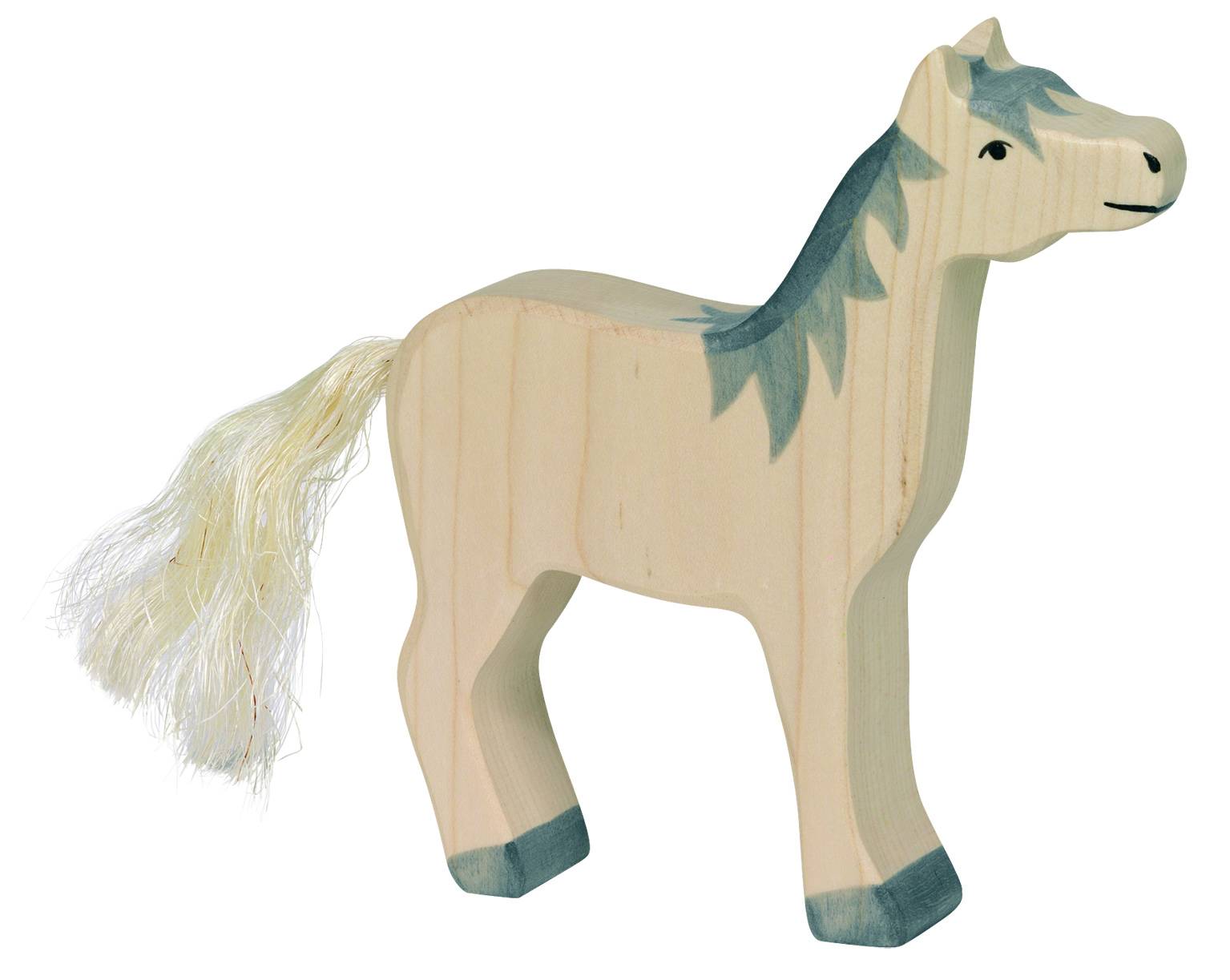 Holztiger Pferd, Kopf Hoch, graue Mähne - von Holztiger