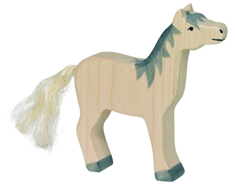 Holztiger Pferd, Kopf Hoch, graue Mähne - von Holztiger