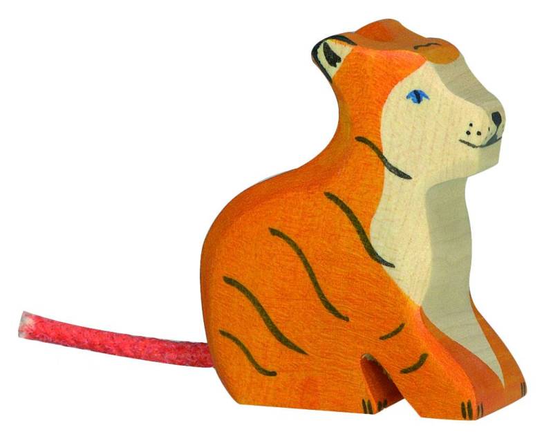 Holztiger Tiger, klein, sitzend - von Holztiger