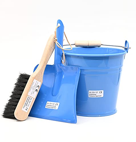 Holzwaren Egermann Eimer Handfeger Kehrschaufel Set für Kinder (hellblau/hellblau) von Holzwaren Egermann