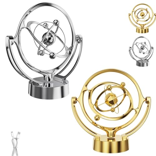 Elektronischer Perpetuum Mobile Swing Ball – Schreibtisch-Ornament, Pendel mit kosmischer Bewegung, faszinierende Heimdekoration, cooles Spielzeug, Schreibtisch-Gadget, Lehrergeschenk(Gold+Silver) von Homaskylynn