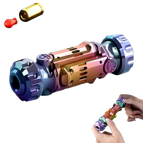 Homaskylynn Stun Grenade Fidget Spinner, Metal Fidget Gun Toy Adult, Fidgets Slider Ring Fingertip Textured Spinner, EDC Gyro Revolver Finger Toy Executive Desk Stress Relief Relax(Cool Color) von Homaskylynn
