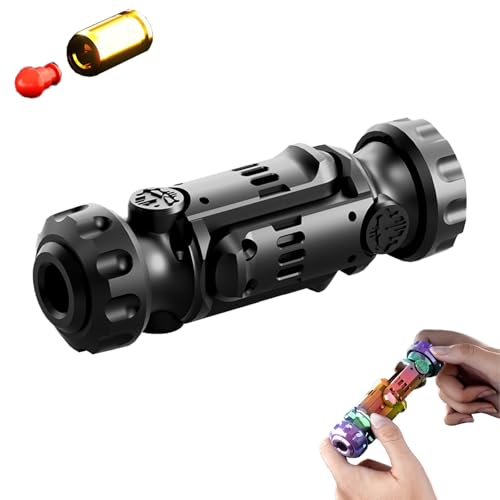 Homaskylynn Stun Grenade Fidget Spinner, Metal Fidget Gun Toy Adult, Fidgets Slider Ring Fingertip Textured Spinner, EDC Gyro Revolver Finger Toy Executive Desk Stress Relief Relax(Schwarz) von Homaskylynn