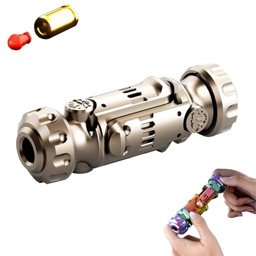 Homaskylynn Stun Grenade Fidget Spinner, Metal Fidget Gun Toy Adult, Fidgets Slider Ring Fingertip Textured Spinner, EDC Gyro Revolver Finger Toy Executive Desk Stress Relief Relax(Silver) von Homaskylynn