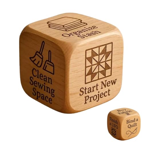 Quilter’s Dice, Handmade Wooden Dice, Quilting Decision 6 Sided Dices with Engraved Tasks, Fun Practical Tool for DIY Sewing Enthusiasts, Unique Gift for Quilters Crafters, Board Games(1pc) von Homaskylynn