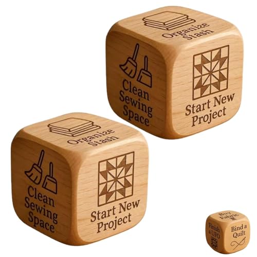 Quilter’s Dice, Handmade Wooden Dice, Quilting Decision 6 Sided Dices with Engraved Tasks, Fun Practical Tool for DIY Sewing Enthusiasts, Unique Gift for Quilters Crafters, Board Games(2pcs) von Homaskylynn