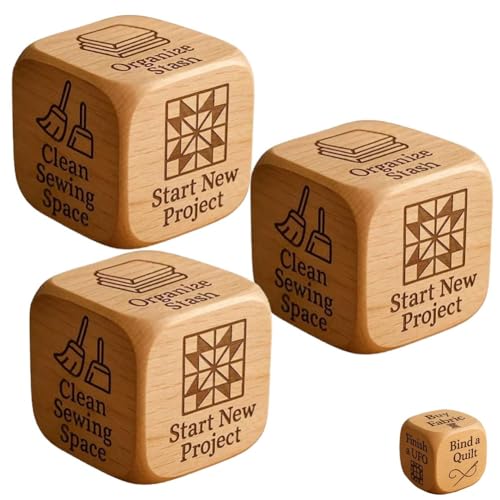 Quilter’s Dice, Handmade Wooden Dice, Quilting Decision 6 Sided Dices with Engraved Tasks, Fun Practical Tool for DIY Sewing Enthusiasts, Unique Gift for Quilters Crafters, Board Games(3pcs) von Homaskylynn