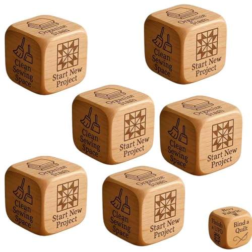 Quilter’s Dice, Handmade Wooden Dice, Quilting Decision 6 Sided Dices with Engraved Tasks, Fun Practical Tool for DIY Sewing Enthusiasts, Unique Gift for Quilters Crafters, Board Games(6pcs) von Homaskylynn