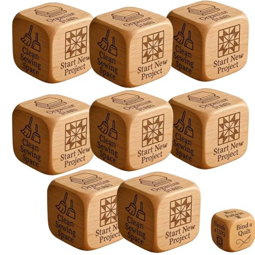 Quilter’s Dice, Handmade Wooden Dice, Quilting Decision 6 Sided Dices with Engraved Tasks, Fun Practical Tool for DIY Sewing Enthusiasts, Unique Gift for Quilters Crafters, Board Games(8pcs) von Homaskylynn