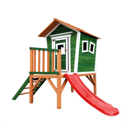 HOME DELUXE Spielhaus auf Stelzen Pino inkl. Rutsche - Grün I Holz-Kinderhaus für Garten & Outdoor-Spielspaß von Home Deluxe