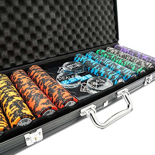 Home Deluxe - Pokerkoffer NO Limit - hochwertiger Aluminiumkoffer, Wasserfeste Karten, 500 Pokerchips inkl. Small- & Big Blind Button I Pokerset Pokerchips Pokerdeck von Home Deluxe