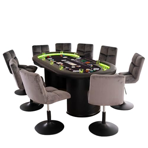 Home Deluxe - Pokertisch mit 8 Stühlen Double UP - Tisch mit LED Beleuchtung u. Getränkehalter, Maße: 215 x 106 x 78 cm, Stuhlfarbe: Hellgrau I Spieltisch Poker Tisch Home Deluxe - Pokertisch mit 8 Stühlen Double UP - Tisch mit LED Beleuchtung u. Getränkehalter, Maße: 215 x 106 x 78 cm, Stuhlfarbe: Hellgrau I Spieltisch Poker Tisch von Home Deluxe