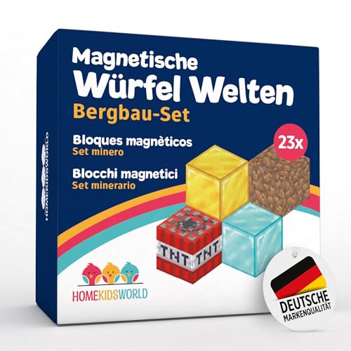 Home Kids World Magnetische Bausteine - Bergbau AddOn - enthält 20 Magnetbausteine im Bergbau -unabhängig laborgeprüft, Flexible Bauweise von Home Kids World