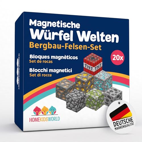 Home Kids World Magnetische Bausteine - Bergbau-Felsen AddOn - enthält 20 Magnetbausteine im Bergbau -unabhängig laborgeprüft, Flexible Bauweise von Home Kids World