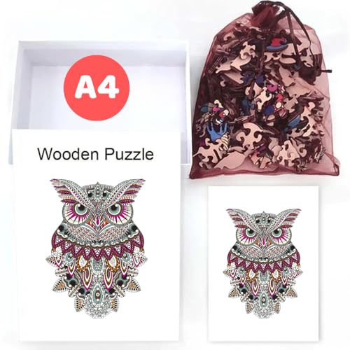 Home Melody Holzpuzzle Eule | A4 Größe 29,7 x 21 cm | 180+ Teile | Wooden-Puzzle Vogel Tier in Geschenk-Box | Erwachsene Kinder-Geburtstag Junge Mädchen | Holz-Puzzle einzigartige Form Home Melody Holzpuzzle Eule | A4 Größe 29,7 x 21 cm | 180+ Teile | Wooden-Puzzle Vogel Tier in Geschenk-Box | Erwachsene Kinder-Geburtstag Junge Mädchen | Holz-Puzzle einzigartige Form von Home Melody