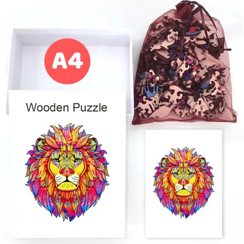 Home Melody Holzpuzzle Löwe | A4 Größe 29,7 x 21 cm | 180+ Teile | Wooden-Puzzle Lion Tier in Geschenk-Box | Erwachsene Kinder-Geburtstag Junge Mädchen | Holz-Puzzle einzigartige Form Home Melody Holzpuzzle Löwe | A4 Größe 29,7 x 21 cm | 180+ Teile | Wooden-Puzzle Lion Tier in Geschenk-Box | Erwachsene Kinder-Geburtstag Junge Mädchen | Holz-Puzzle einzigartige Form von Home Melody