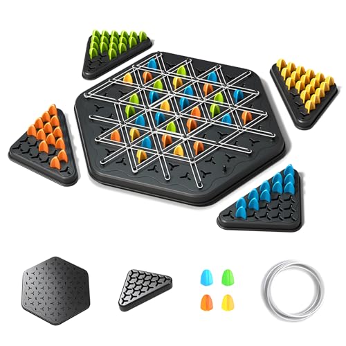 HomeDejavu Triggle-Spiel, Brettspiel Dreieck, Triggle Gummiband Spiel, Dreiecksschach-Brettspiel Für 2-4 Personen, Für Familienfeiern Mit Kindern Und Erwachsenen HomeDejavu Triggle-Spiel, Brettspiel Dreieck, Triggle Gummiband Spiel, Dreiecksschach-Brettspiel Für 2-4 Personen, Für Familienfeiern Mit Kindern Und Erwachsenen von HomeDejavu