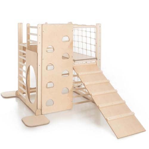 HomeForDreams Holzspielplatz für Kinder: Montessori-inspiriertes Indoor-Spielset für Kinder von 6 Monaten bis 7 Jahren von HOMEforDREAMS