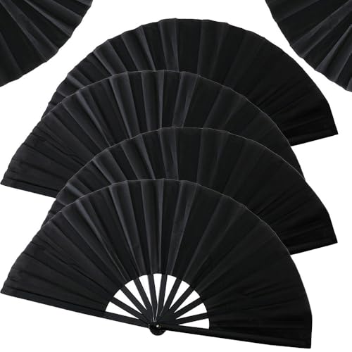HomeJoySet 2025 Neuer Großer Holografischer Falthandfächer – for Line Dance, Partys (Schwarz)(4Pcs Black) von HomeJoySet
